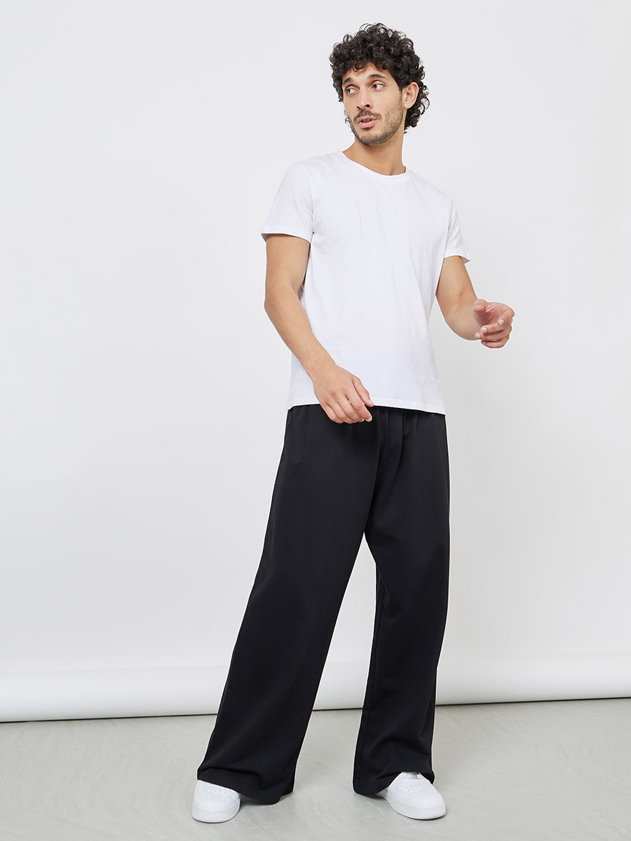 Solid Wide Leg Jogger with Drawstring Closure