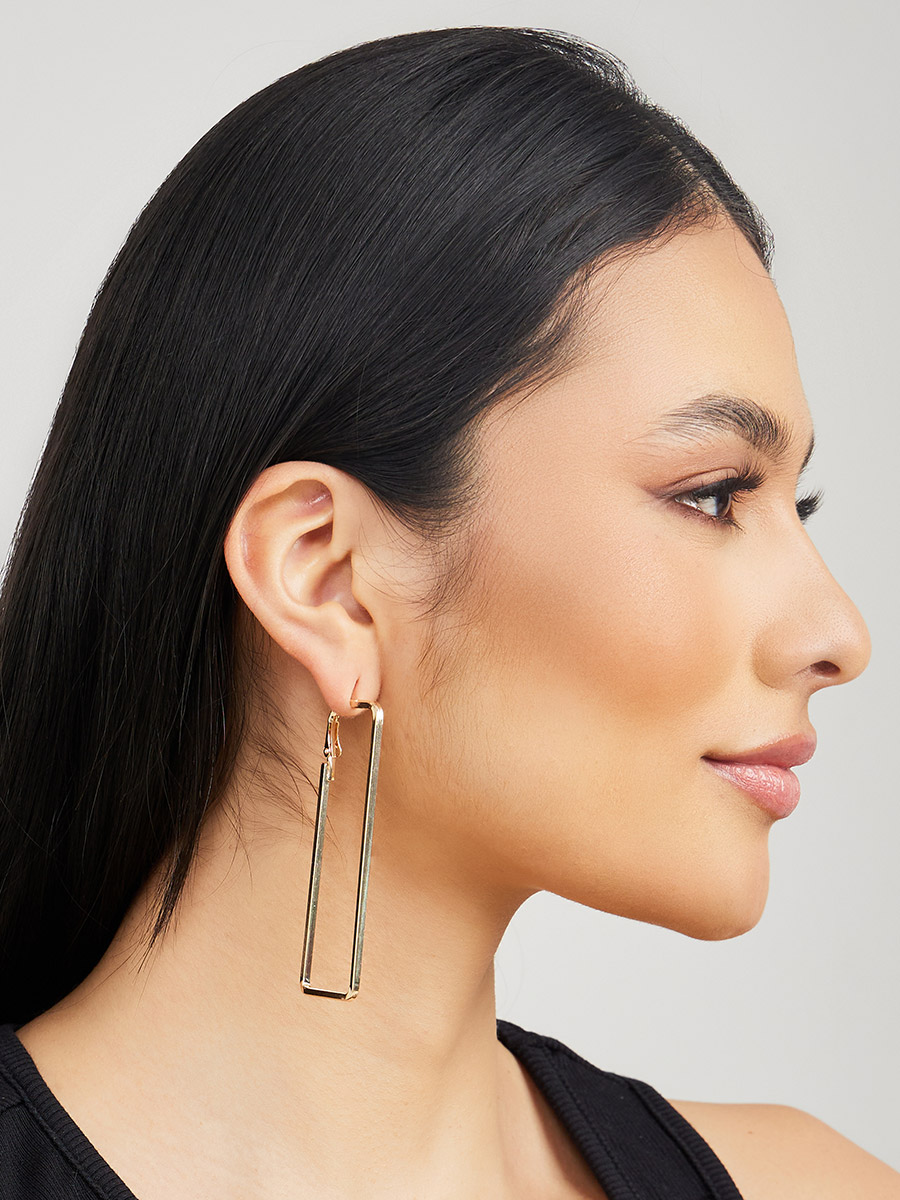 KIKICHIC | NYC | 14k Gold Filled Carabiner Rectangle Hoops Earrings in  Sterling Silver (925)