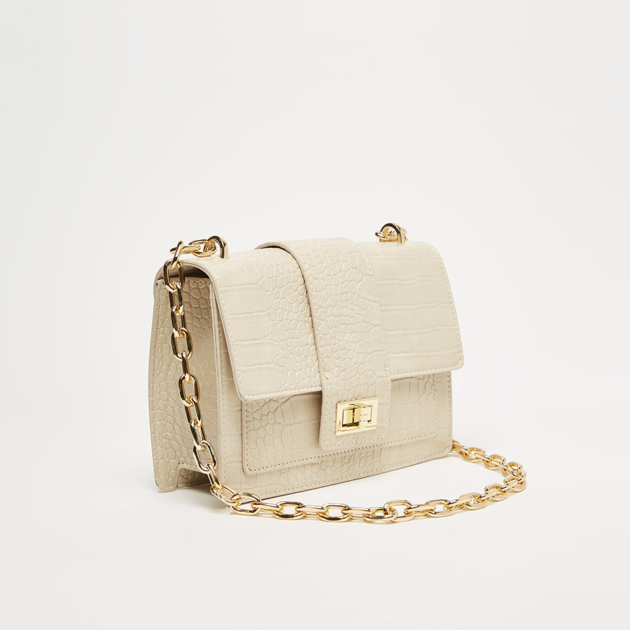 Croc Texture Crossbody Bag with Chain Strap For Women at UAE Styli