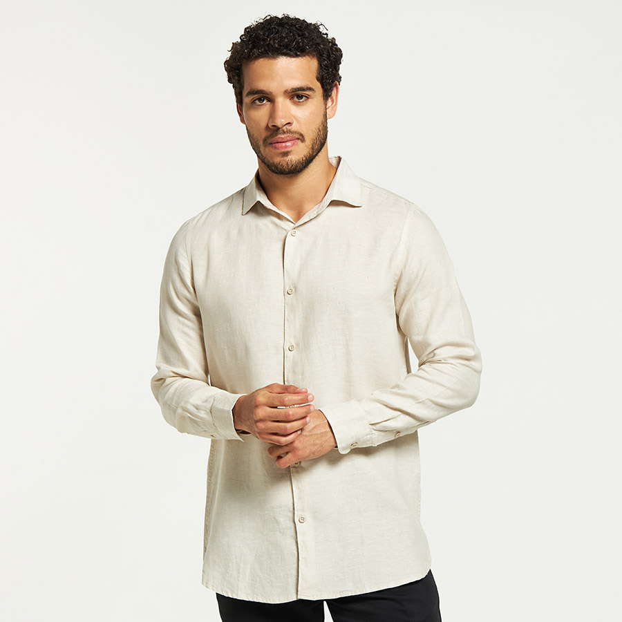 Solid Button Placket Longline Shirt For Men at UAE Styli