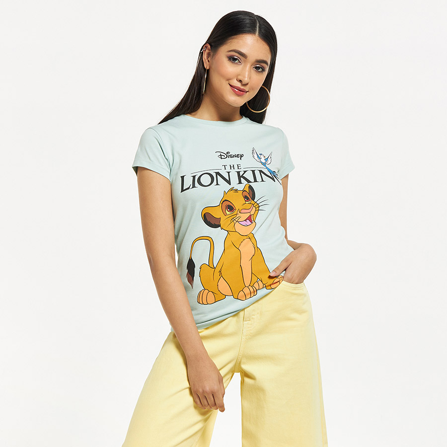 Cap Sleeves Lion King Print T-Shirt For Women at Kuwait Styli