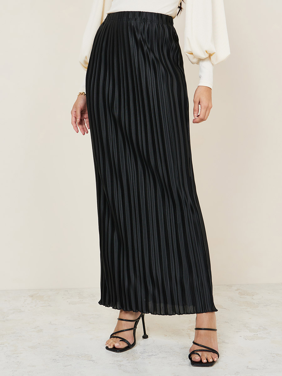 Pleated Pencil Maxi Skirt For Women at UAE Styli - Main Image