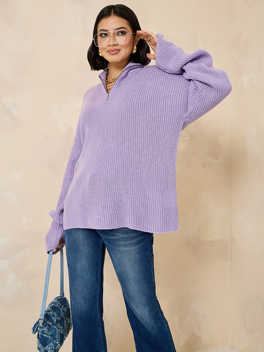 Half Zip Oversized Sweater