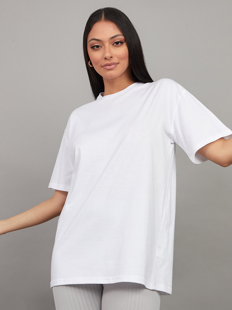 Buy Pack of 2 - Solid Cotton Oversized T-shirt Multi For