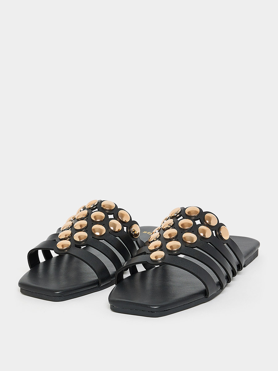 Buy Black & Brown Flat Sandals for Women by Acai Online | Ajio.com