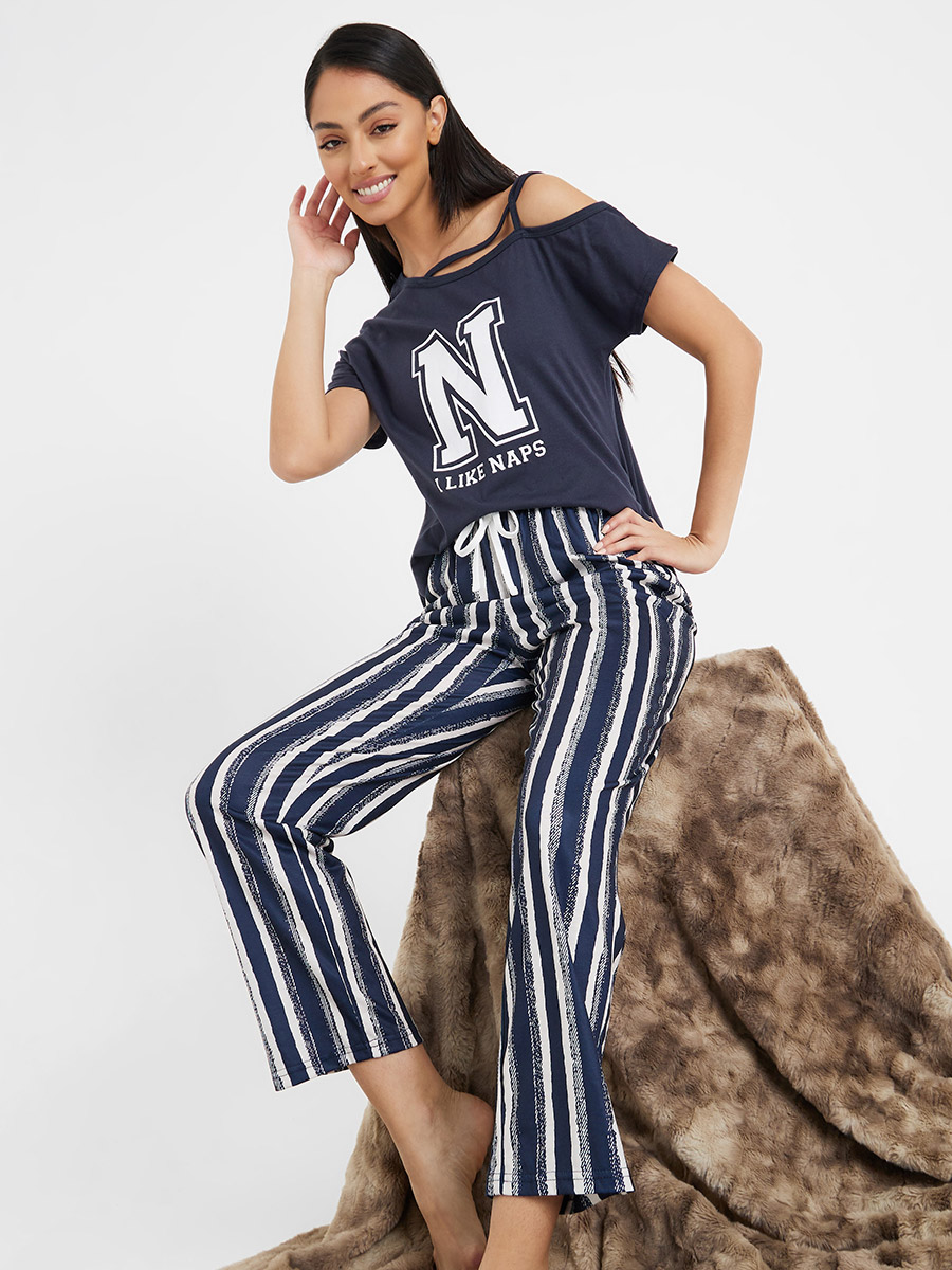 Pajama Set Off Shoulder Pyjamas KIKIBERRY Women's Long Sleeve