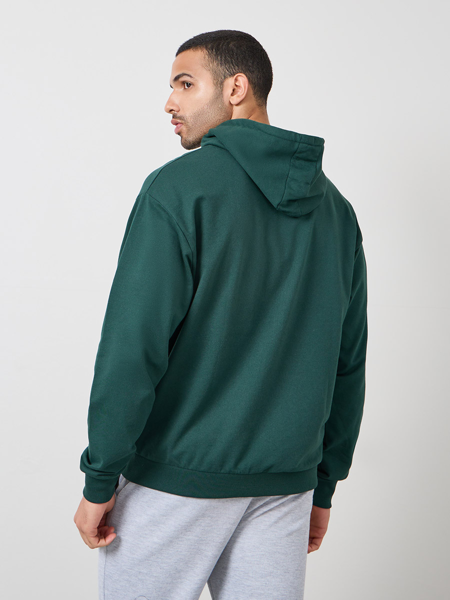 Loose Fit Zip-through hoodie - Dark green - Men