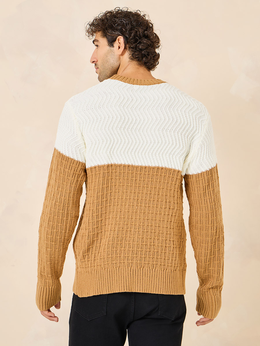 Relaxed Fit Cable-knit Sweater - Orange - Men