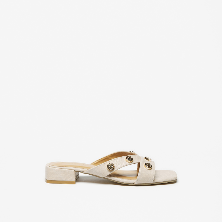 Metal Stud Embellished Strap Slide Sandals For Women at Saudi Styli
