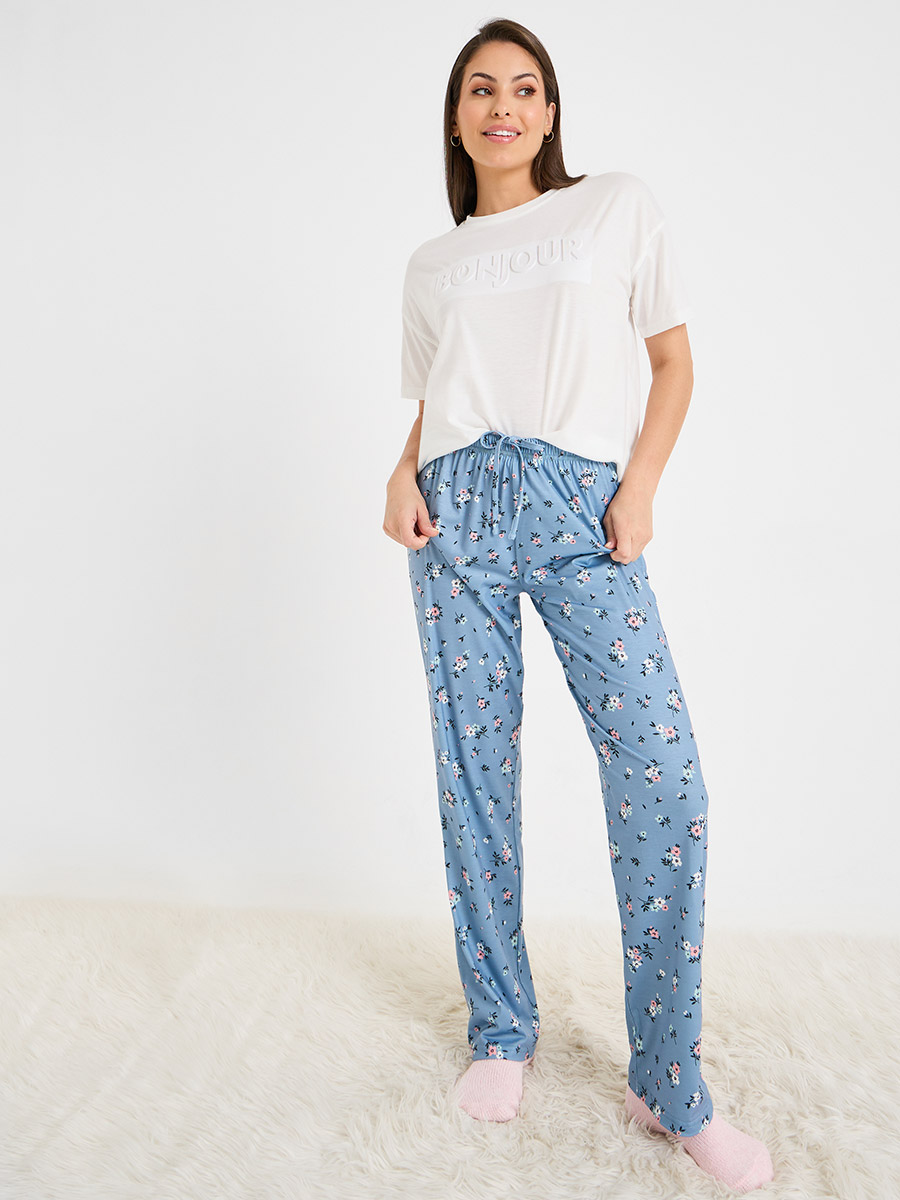 FLORAL PRINT PAJAMA PANT SET