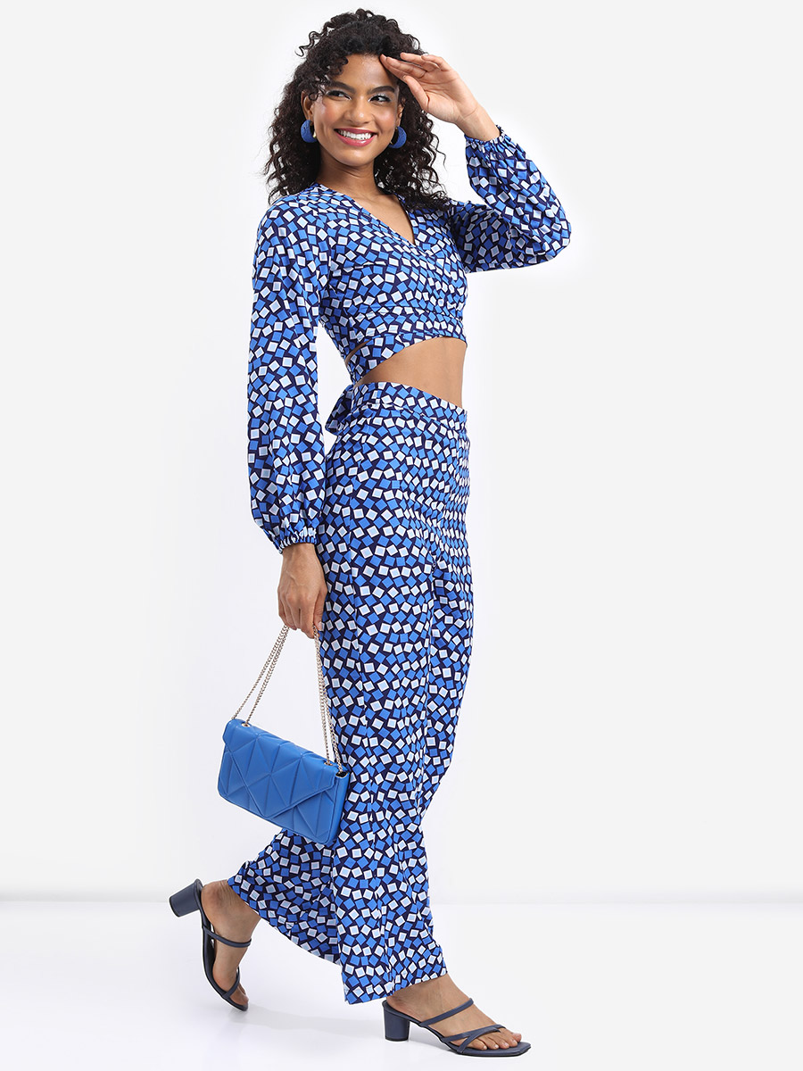 All Over Print Crop Top and Trouser Co-Ords Set For Women at UAE