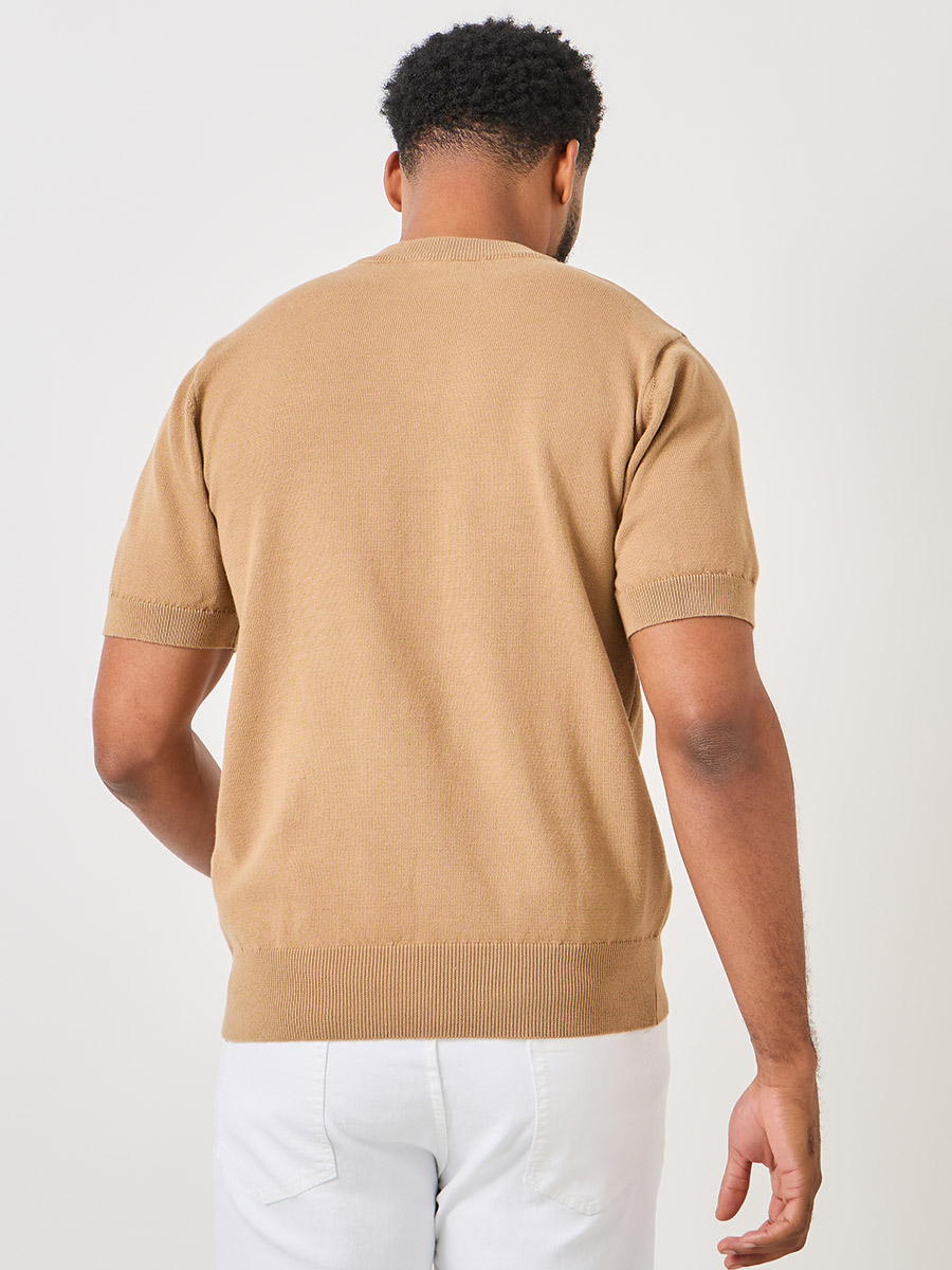 Beige Melange Crew Neck T-Shirt