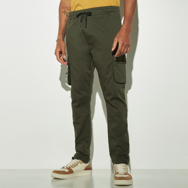 Solid Relaxed Fit Cargo Pants