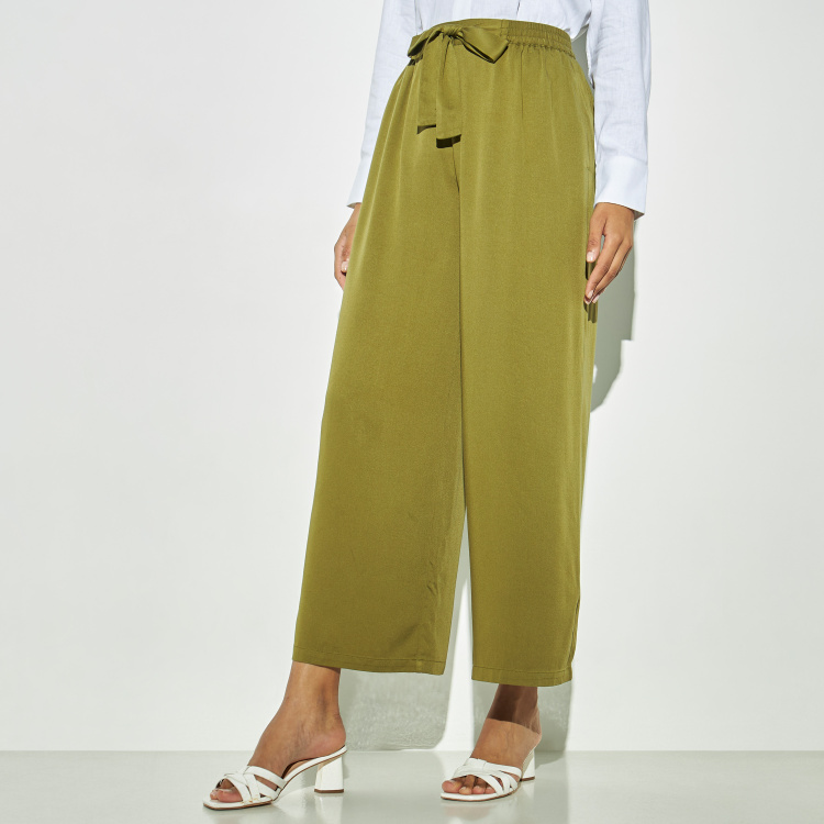 Buy Solid Palazzo Pants with Pockets and Tie-Ups