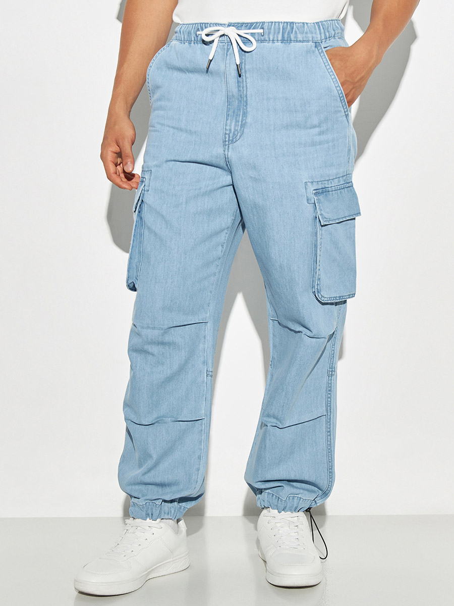Cargo Pocket Baggy Jeans For Men at UAE Styli