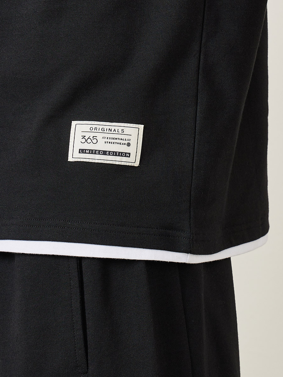 Buy Oversized Contrast Trim Terry T-Shirt & Shorts Co-Ords Black  