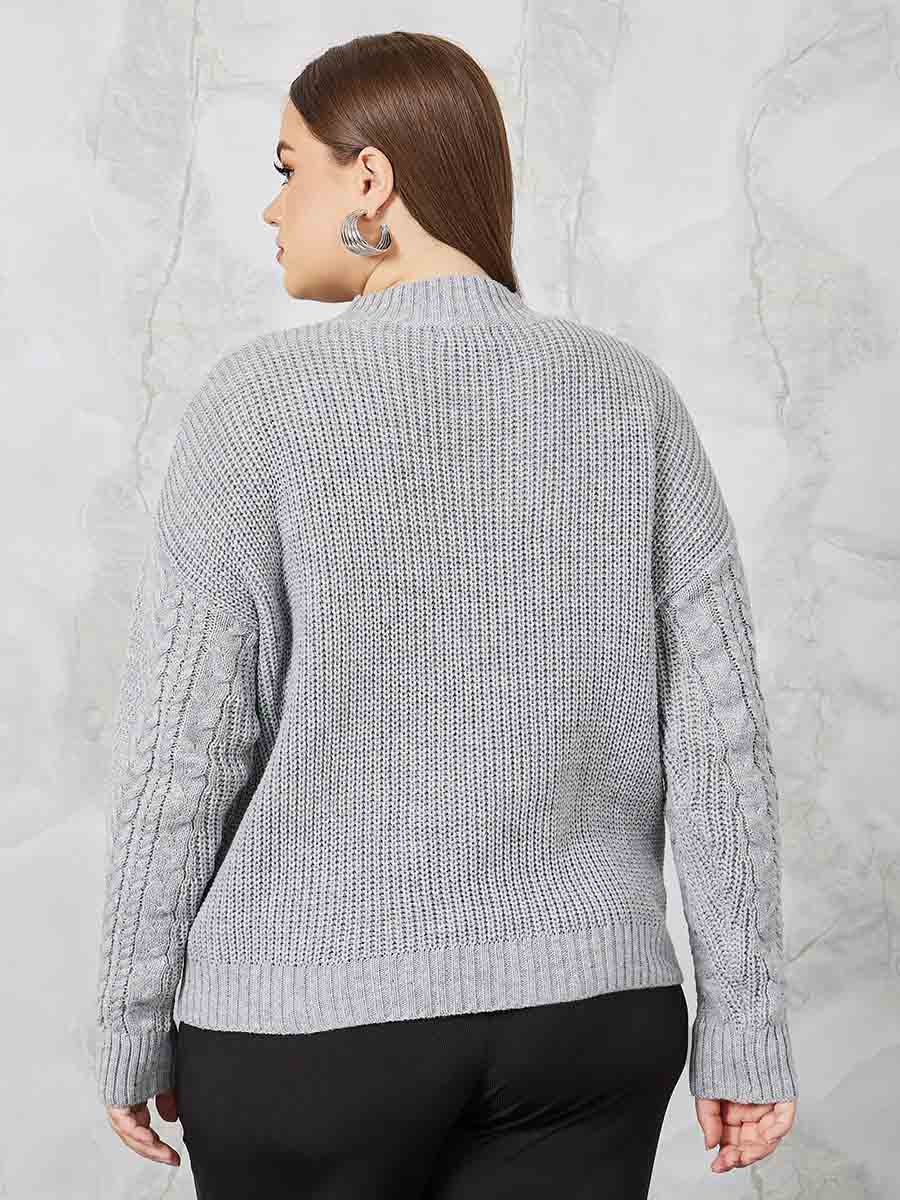 Plus cable knit sweater sales
