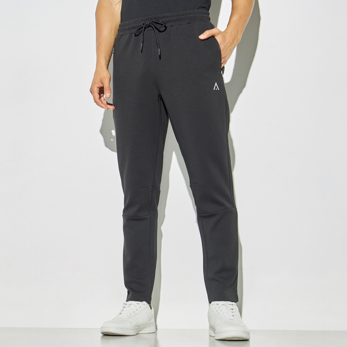 Solid Joggers with Drawstring Closure and Zipper Pockets