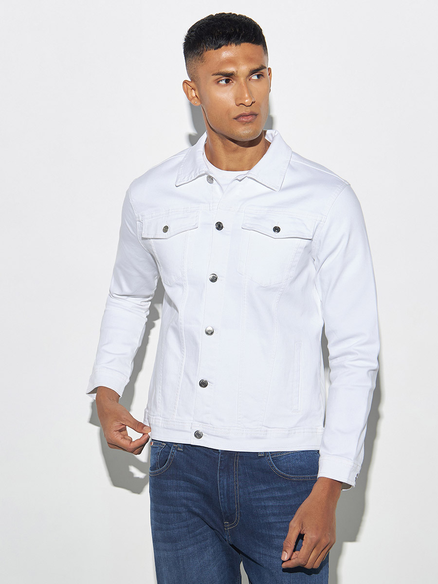 Bomber Jacket Highlander White Denim Jacket HIGHLANDER Men Blue