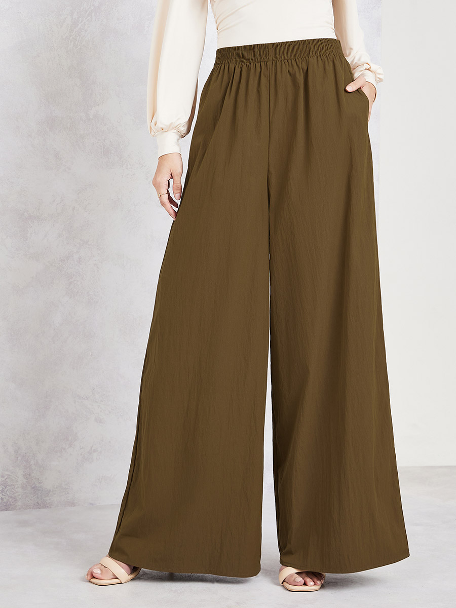 Gauze Wide Leg Pants - Navy