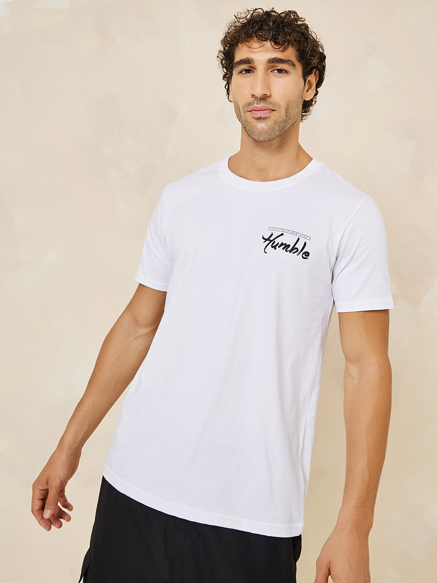 Slogan Print Compact Cotton Jersey Regular T-Shirt