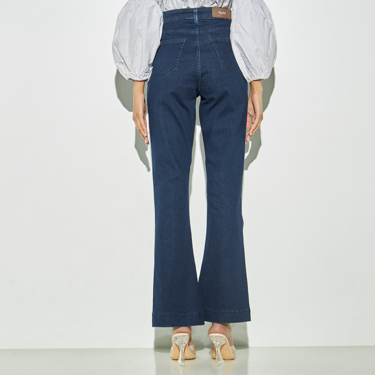 High Rise Solid Flared Jeans