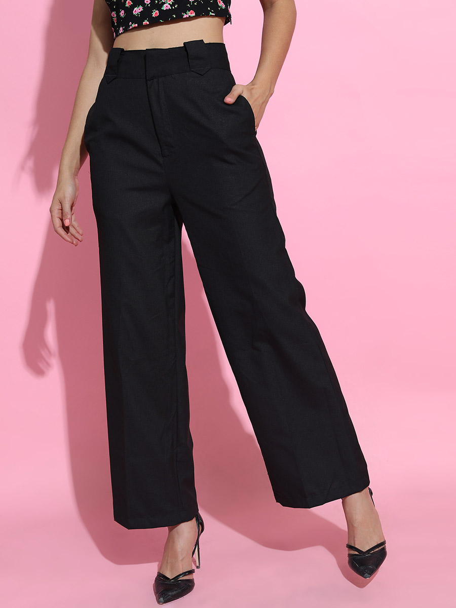 Flat-Front Flared Pants