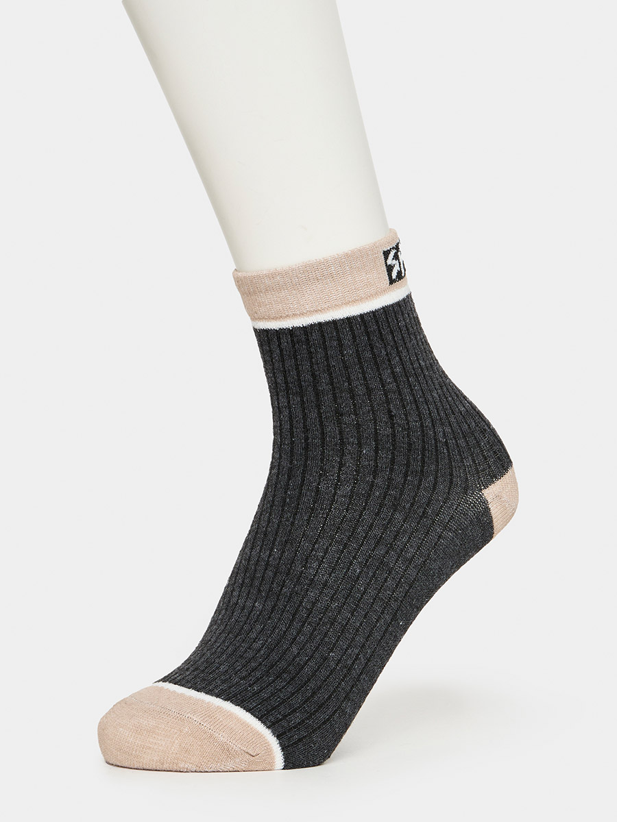 Buy Pack of 5 - Embroidered Patch Ribbed Detail Crew Socks