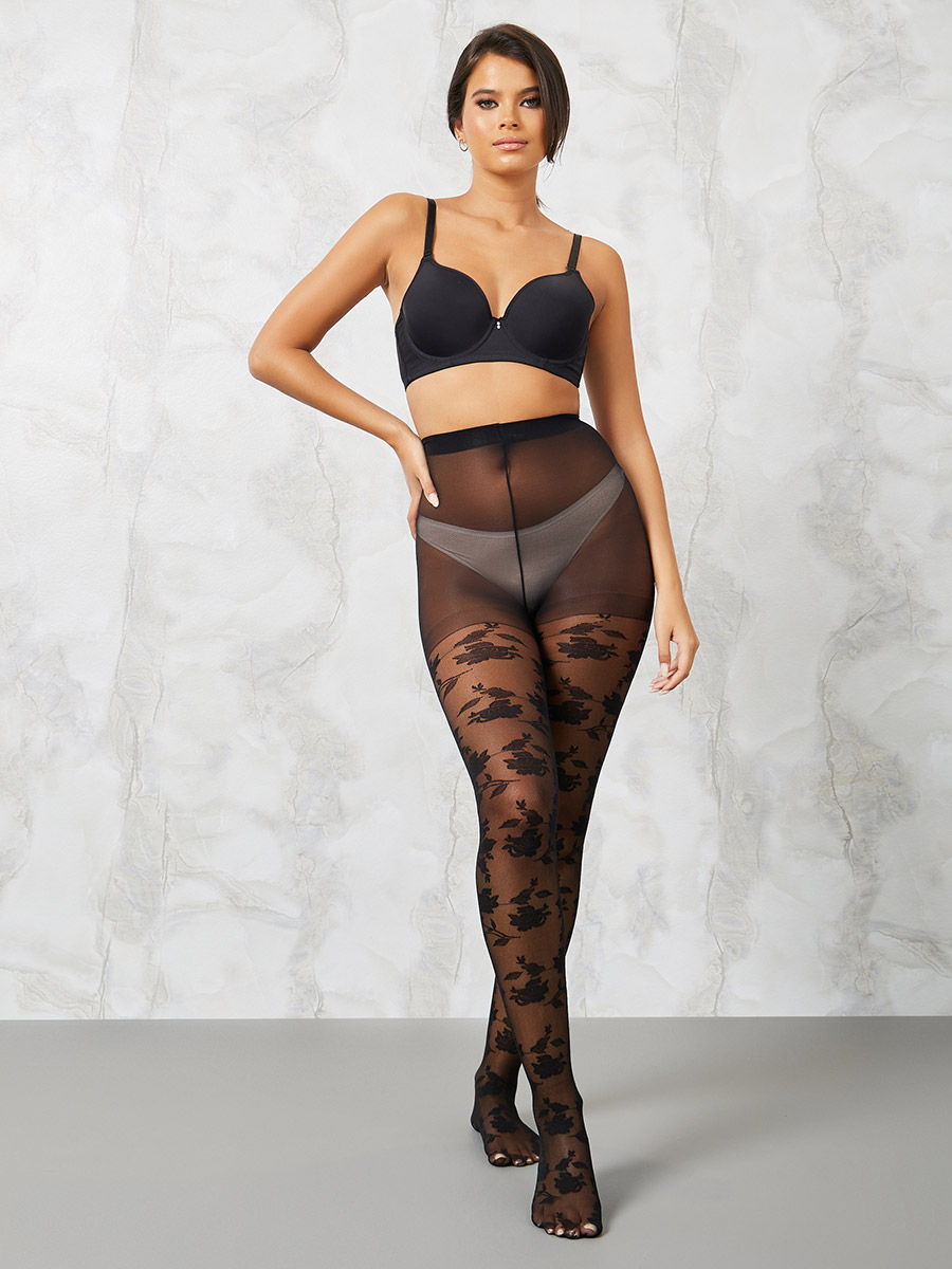 Floral Pattern Sheer Tights For Women at Saudi Styli