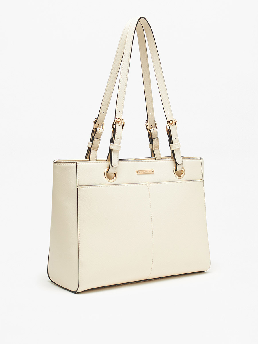 ★TOUT Y EST★ Simple shopper bag 62 volume line ivory G6210 Buy Solid Tote Bag with Double Handle White For Women