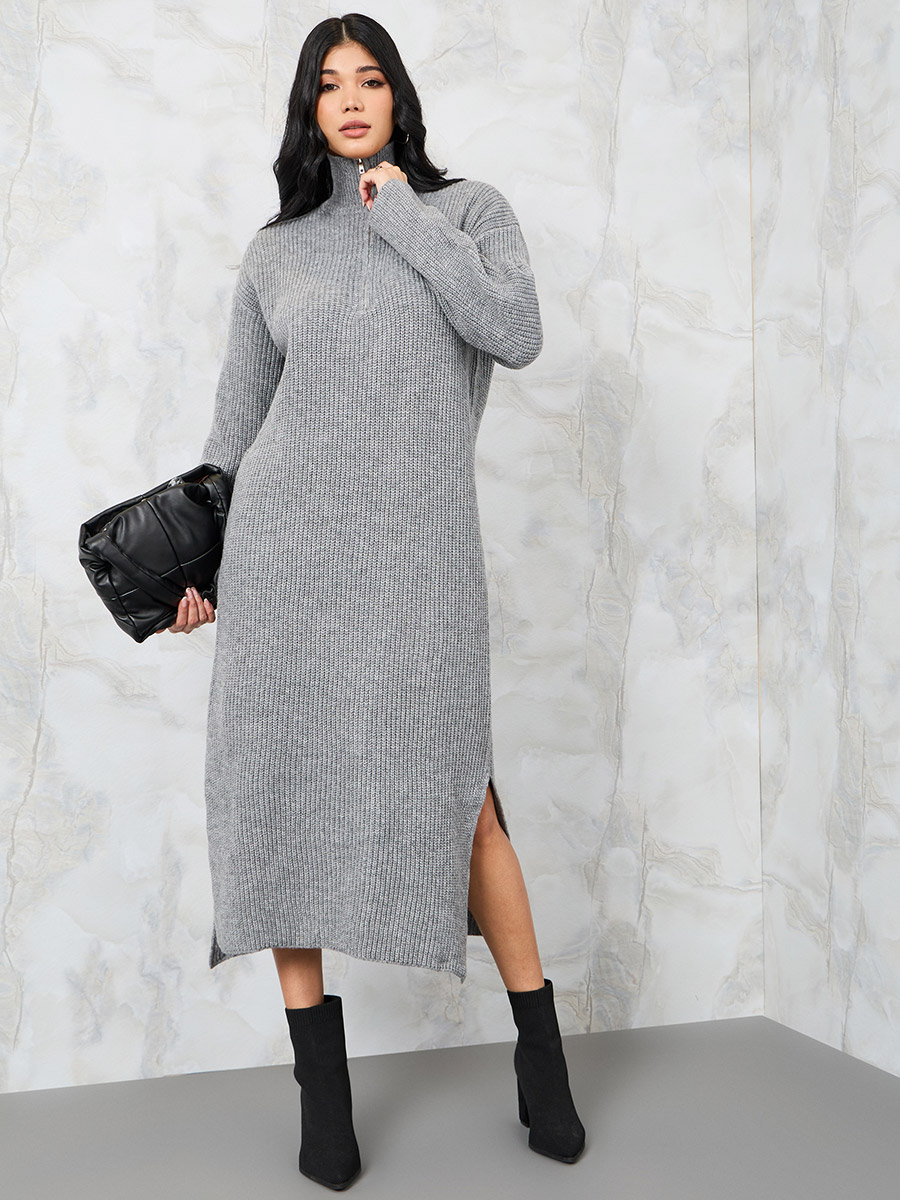 rosarymoon✨フロントジップニットドレス rosarymoon ニット ワンピ