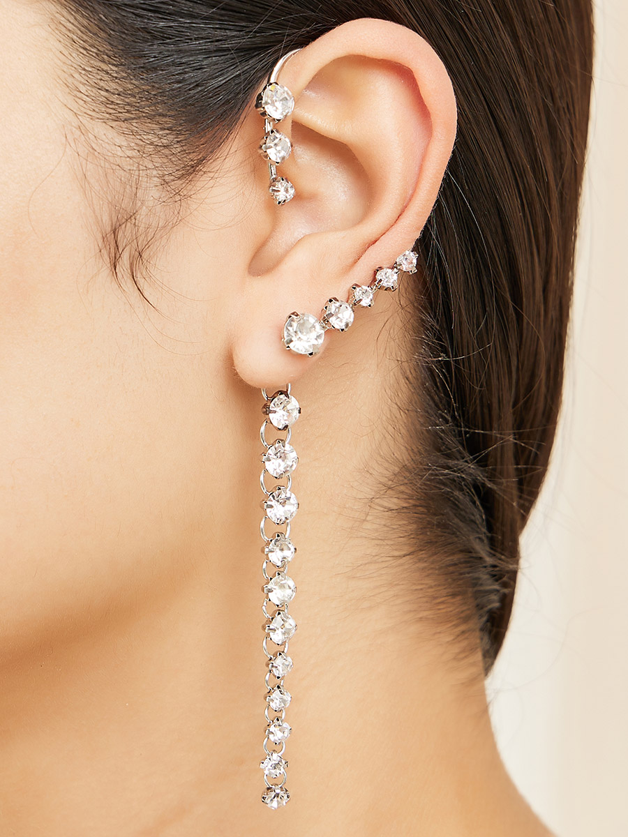 Buy Embellished Rhinestone Dangle Ear Cuff Silver For Women