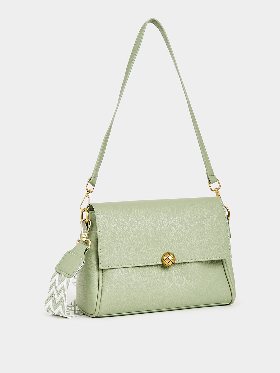 Solid Flap Shoulder Bag with Double Strap For Women at Kuwait Styli