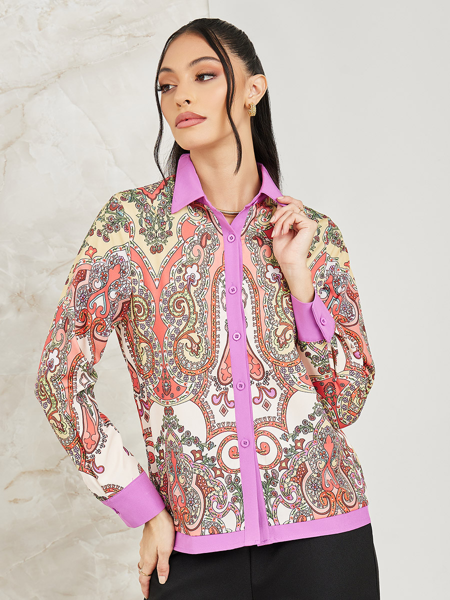 pink paisley shirt womens