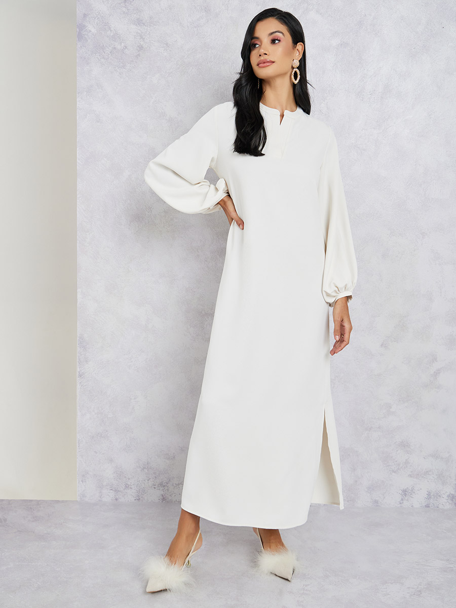 Solid Volume Sleeve Shift Maxi Dress For Women at UAE Styli