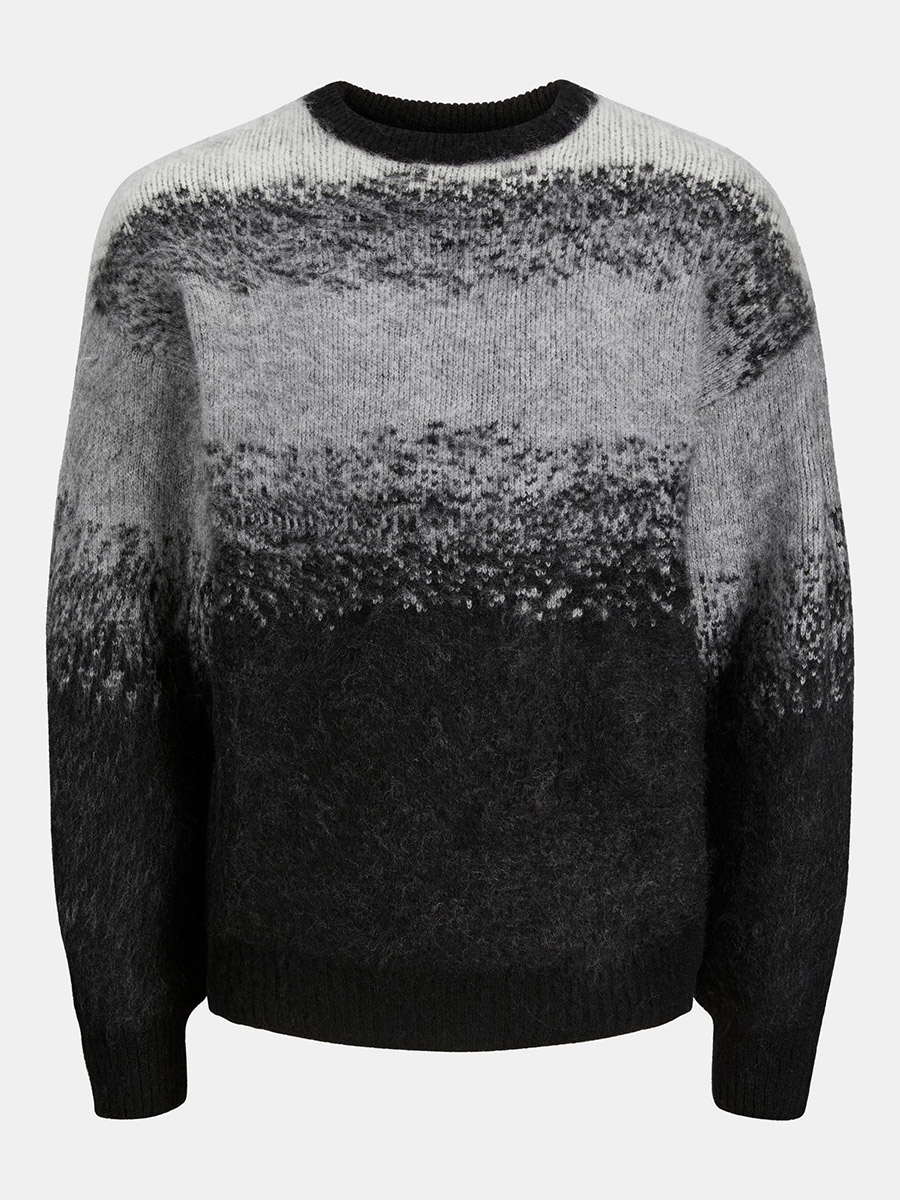 Crewneck Sweater Black Gradient Crewneck Black Diagonal Gradient