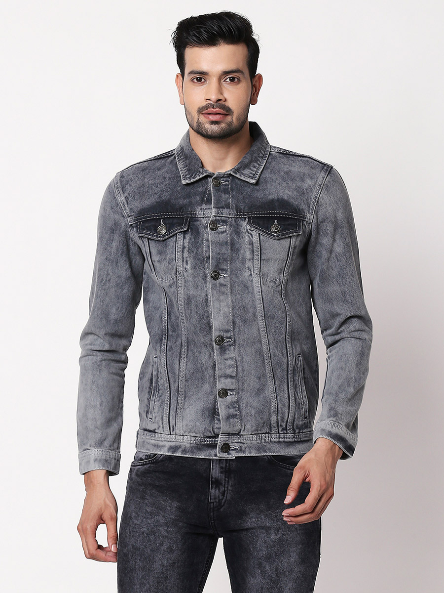 Buy Marks & Spencer Cotton Mix Plain Spread Collar Denim Jacket  T166466KECRU (S) at Amazon.in