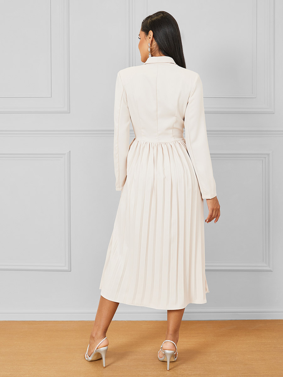 Pleated Chiffon Ribbon Midi Dress シナモン（Pleated Chiffon Ribbon  