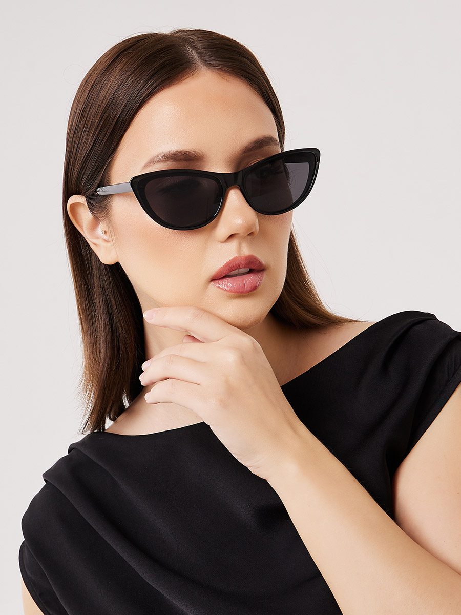 Buy Solid Cat Eye Sunglasses Black For Women | Styli UAE