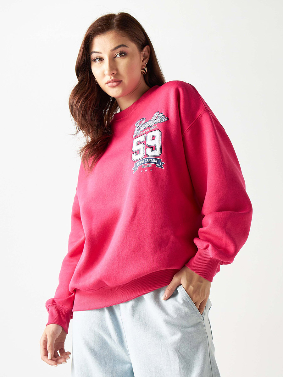Oversized Barbie California Campus Print Sweatshirt For Women at