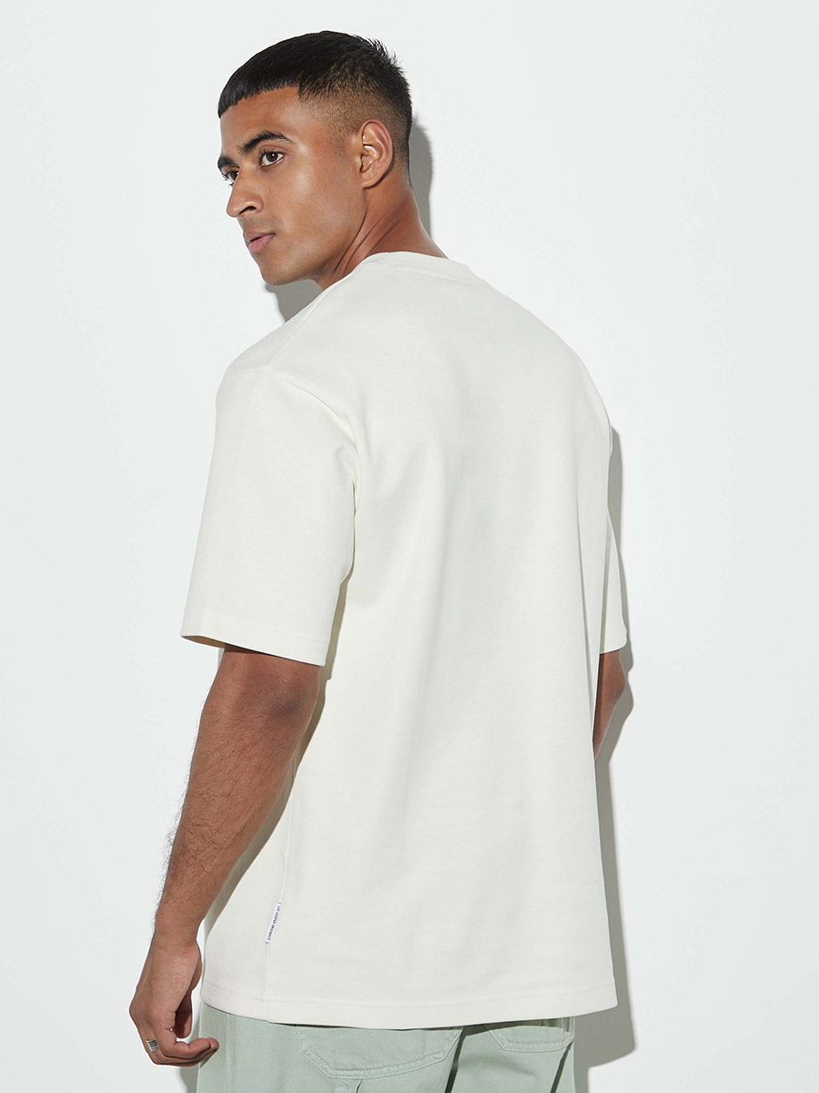 Buy Oversized Graphic Print Crew Neck T-Shirt White For Men