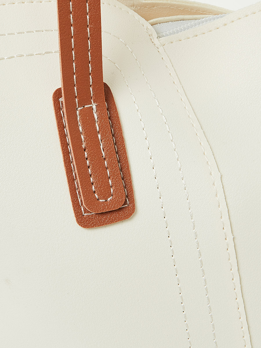 Buy Stitch Detail Tote Bag with Dual Handles White For Women | Styli Saudi