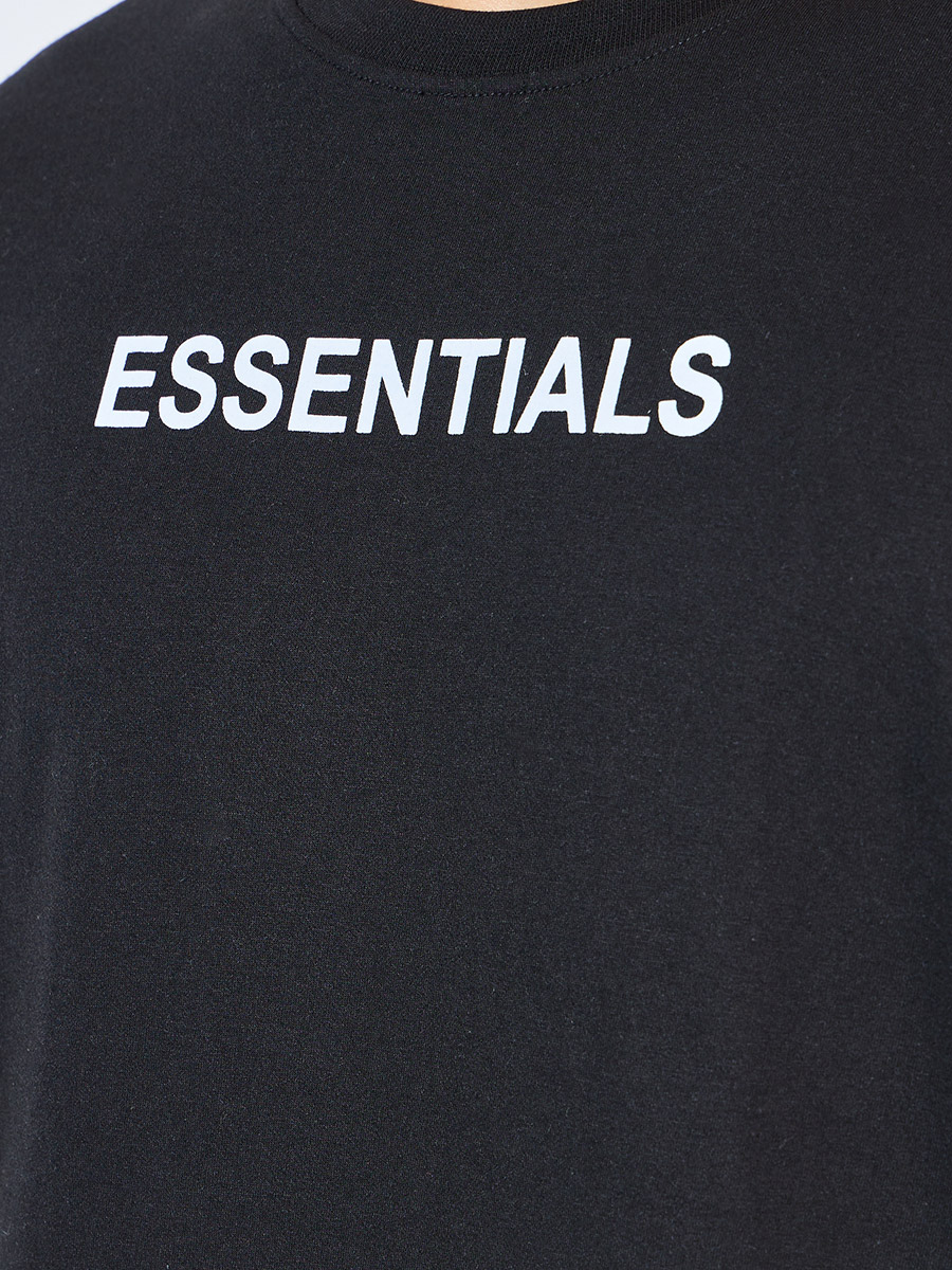 Buy Oversized Essential Chest Print Contrast Hem T-Shirt