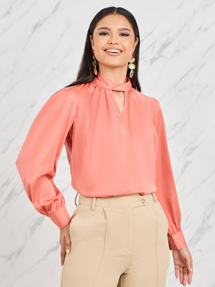 keyhole neckline blouse