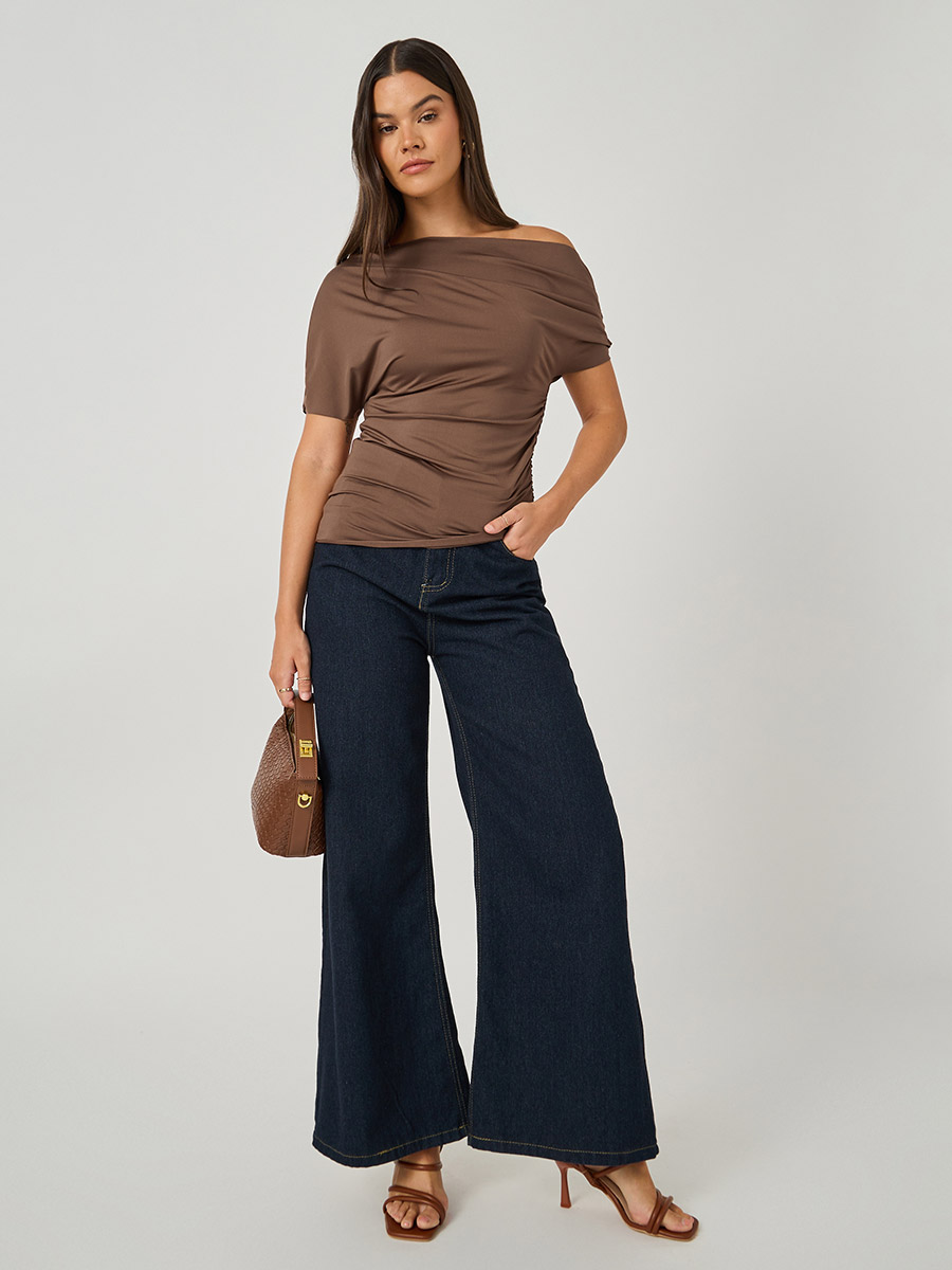 V-Neck Short Sleeve Knit Top