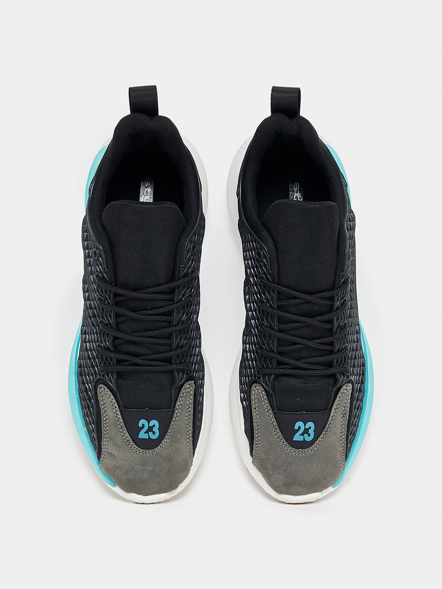 Buy Knitted Upper Popcorn Sole Lace Up Sneakers Black For Men | Styli Saudi