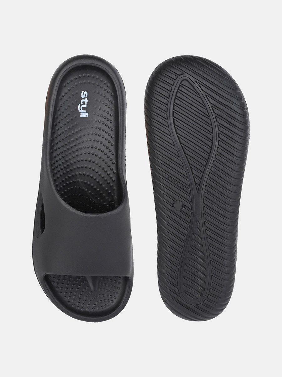 Buy Cut Out Detail Light Weight Slides Black For Default Category ...