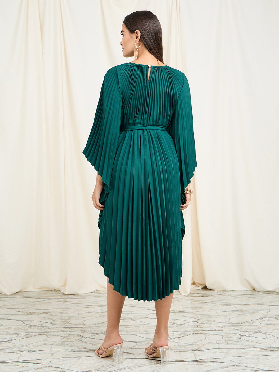 ☆HAE BY HAEKIM☆WRAP PLEATED BELT DRESS Pleated Woven Maxi Shirt Dress With Belt | Karen Millen