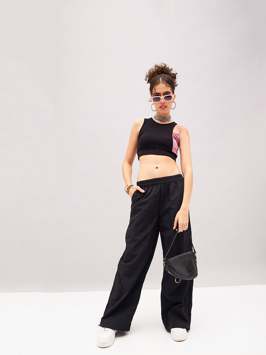 ★理紗★ DROP PEARL SUSPENDER PANTS Crinkle Parachute Pant – Cotton Candy LA