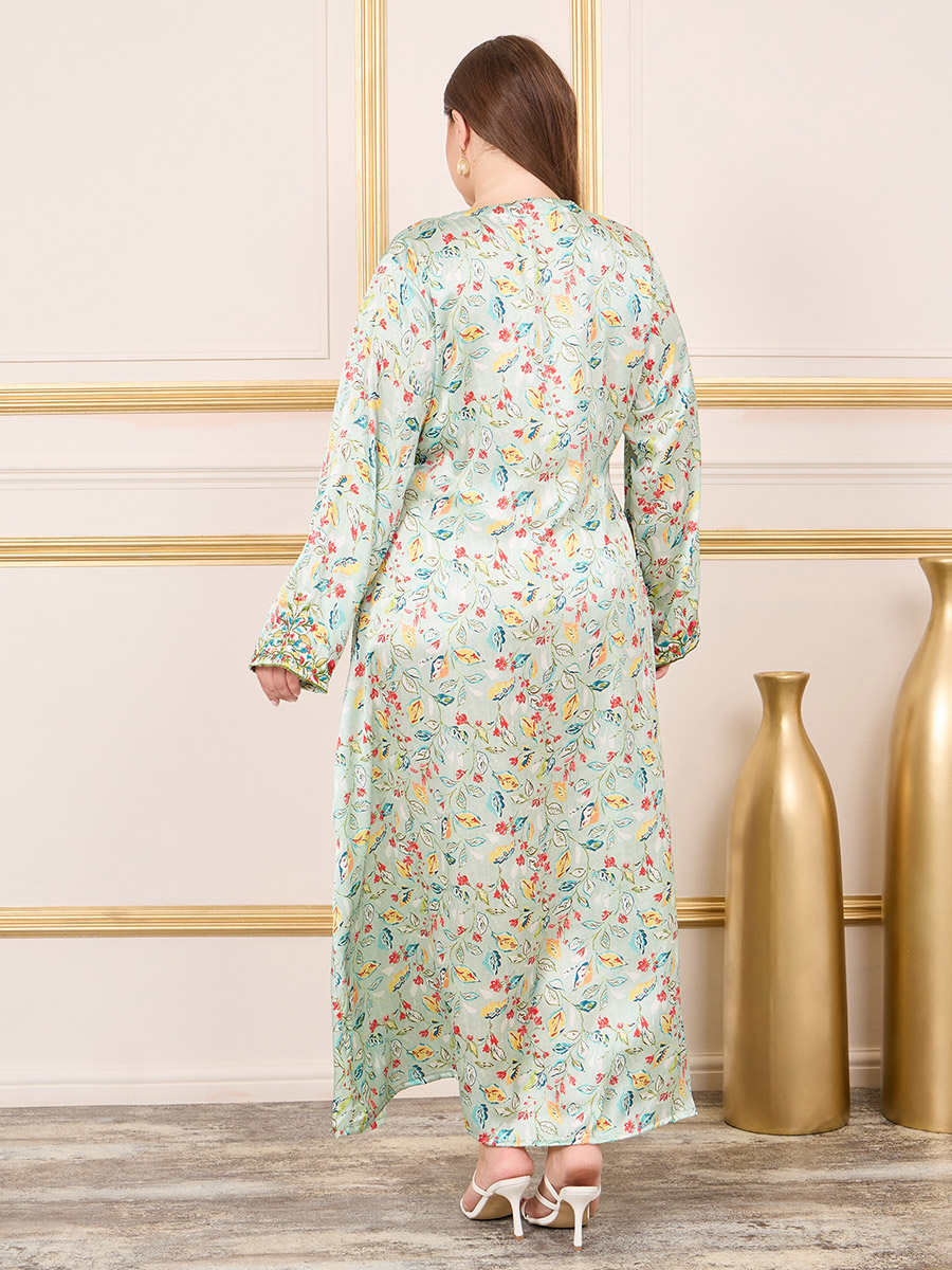 Buy Plus Satin Floral Embroidered Jalabiya Multi For Women